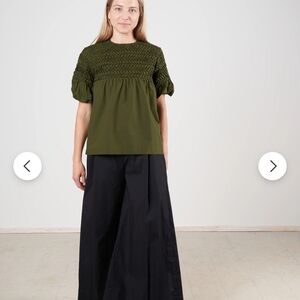 Merlette Dark Green Smocked Top